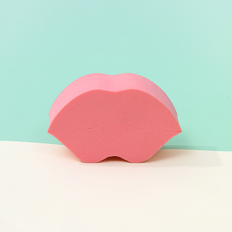 Customizado polvo de forma especial de boca esponja bloque húmedo seco suave no comer polvo no pegado polvo boca maquillaje huevo maquillaje de belleza