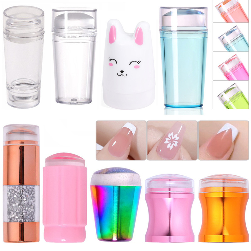 Silicone Nail Seal Full Set Printing Double Head Nail Art Transfer Tool French Nail Transparent Seal Scraper