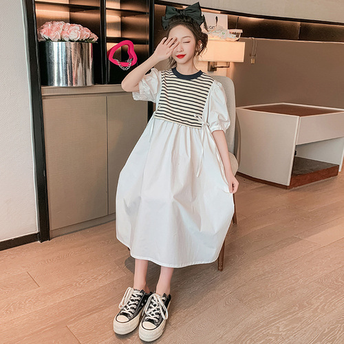 Girls Summer Dresses  New Style Children's College Style Princess Dresses Summer Short-Sleeved Skirts for Girls