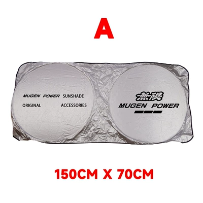 Car Double-Circle Sunshade, Heat-Insulating Sunshade, Silver-Coated Cloth Sunshade, Car Sunshade, Front Sunshade (Sun shade) - 150cm