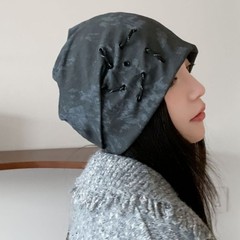 复古废土风美式堆堆帽女春秋款百搭显脸小冷帽大头围宽松包头帽子