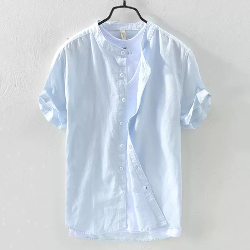 Летняя тонкая мужская рубашка сoversize, хлопок и лен