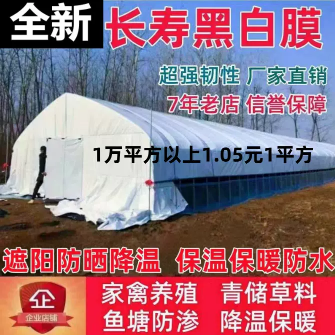 大棚膜加厚黑白绿白膜养殖膜防水降温隔热遮光青储青贮膜食用菌膜