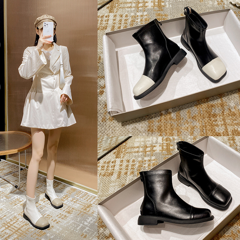 Leather mango head ankle boots female Mary Jane boots Martin boots Korean version 2022 new spring and autumn boots everything single boots