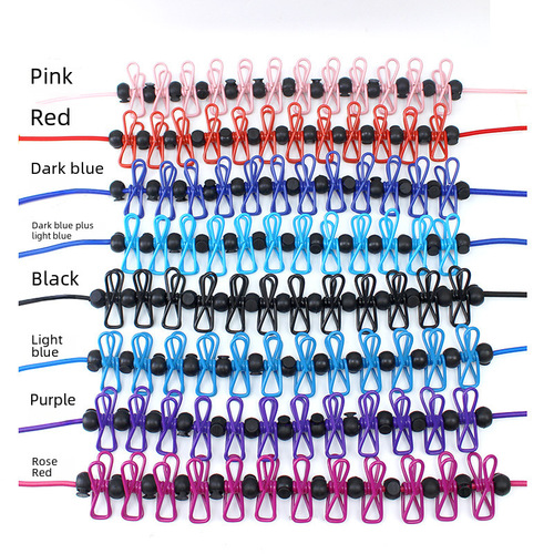 Outdoor travel portable windproof and anti-slip with positioning clip drying rope, elastic drying thickened strap for hanging clothes