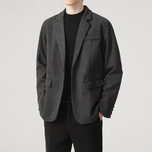 Cross-border Woolen Suit Jacket Men's Autumn and Winter New Korean Style Light Mature Style Casual Business Thickened Woolen Small Suit