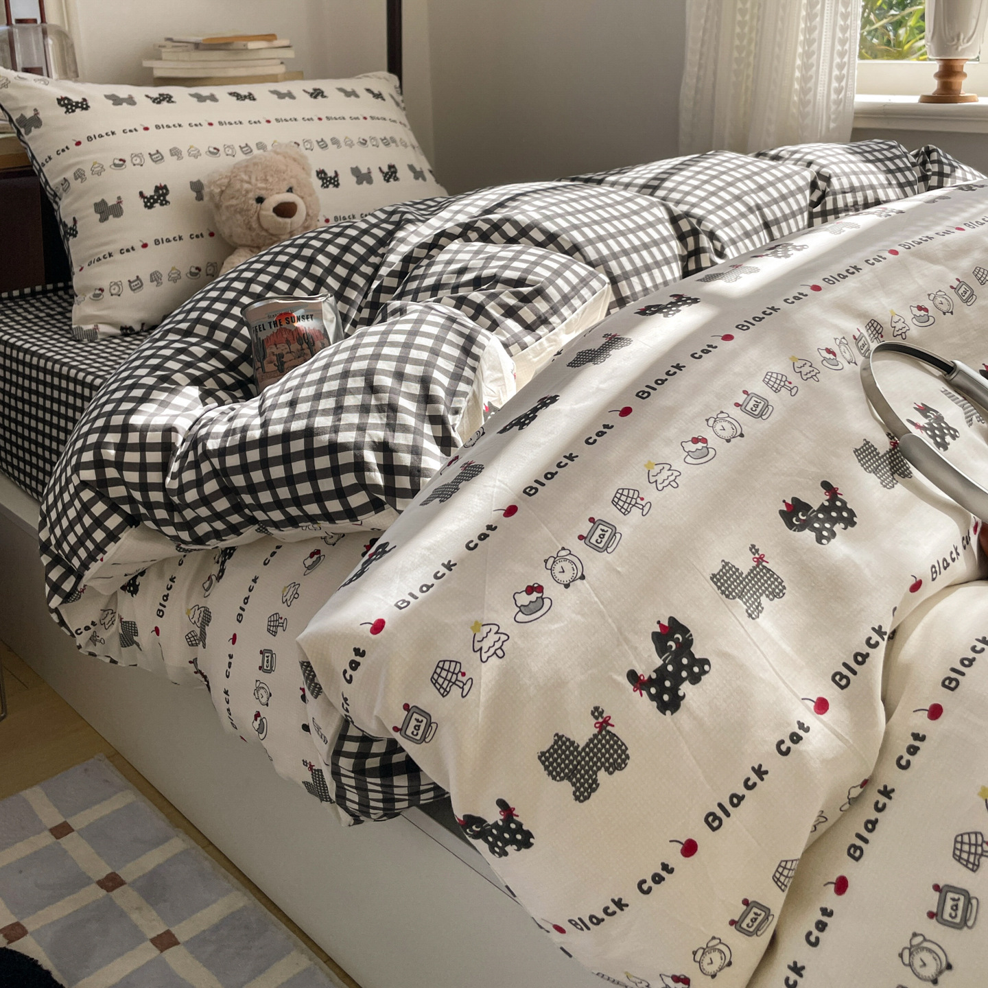ropa de cama de cuatro piezas de algodón 2026 nueva sábanas cubierta colcha de cama dormitorio de estudiantes niños tres piezas de conjunto