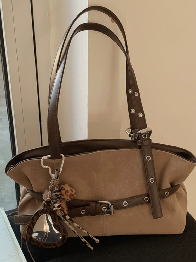 Handheld one-shoulder bag, retro capacious high-quality design