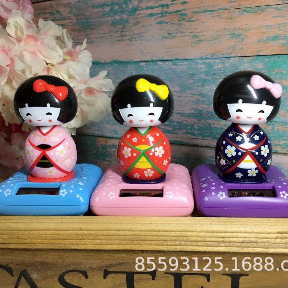 Danza solar creativa chica sacudiendo la cabeza asintiendo muñeca Ge Ji decoración de interiores linda mujer Kimono Doll