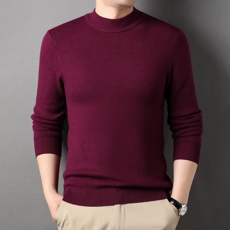 Fashionable sweater, universal colored knitted warm long-sleeve for leisure, high collar, wholesale