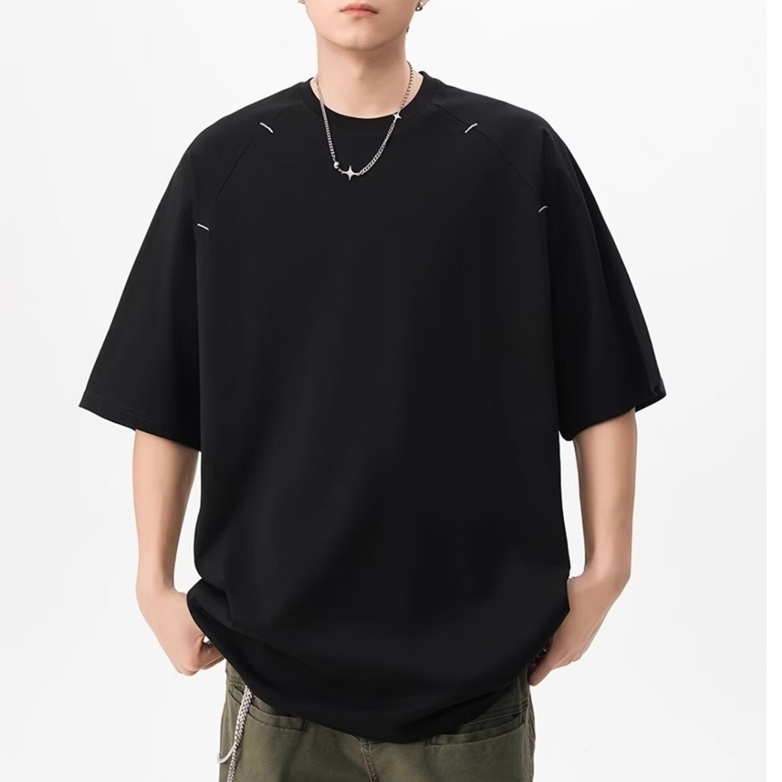 American Design Embroidered Short-Sleeved T-Shirt Men's Summer New Oversize Versatile Bottoming Shirt Half-Sleeved Top