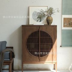 新中式宋式美学实木玄关柜禅意民宿装饰柜入户鞋柜储物柜茶叶柜