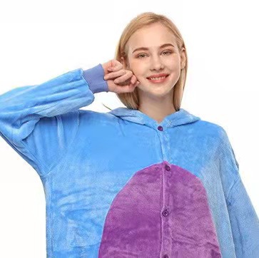 Franela transfronteriza de dibujos animados animal pijamas de una pieza niños dinosaurio Totoro adultos pijamas de una pieza ropa de rendimiento en casa