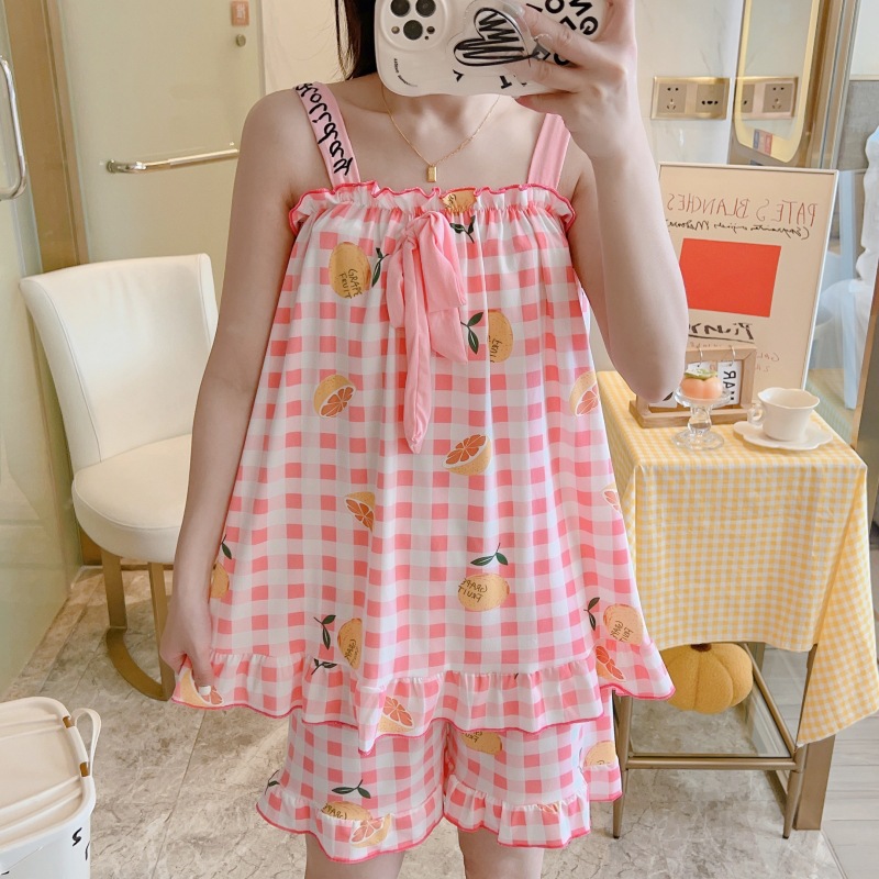 Thailand's Best-Selling Suspender Nightgown Cartoon Pajamas Women's Summer Suit Cross-Border Home Clothes Large Quantity Discount