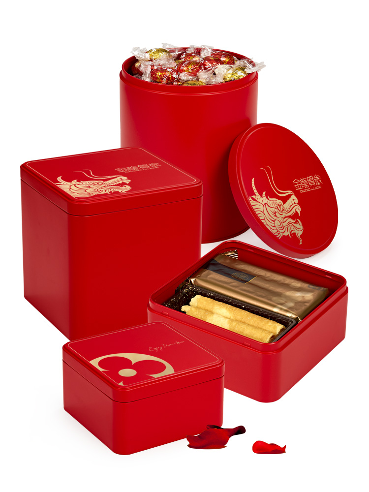 Año Nuevo, galletas de huevo, caja de hierro, caja de regalo, caja de regalo, caja de embalaje especial, caja general de hotel