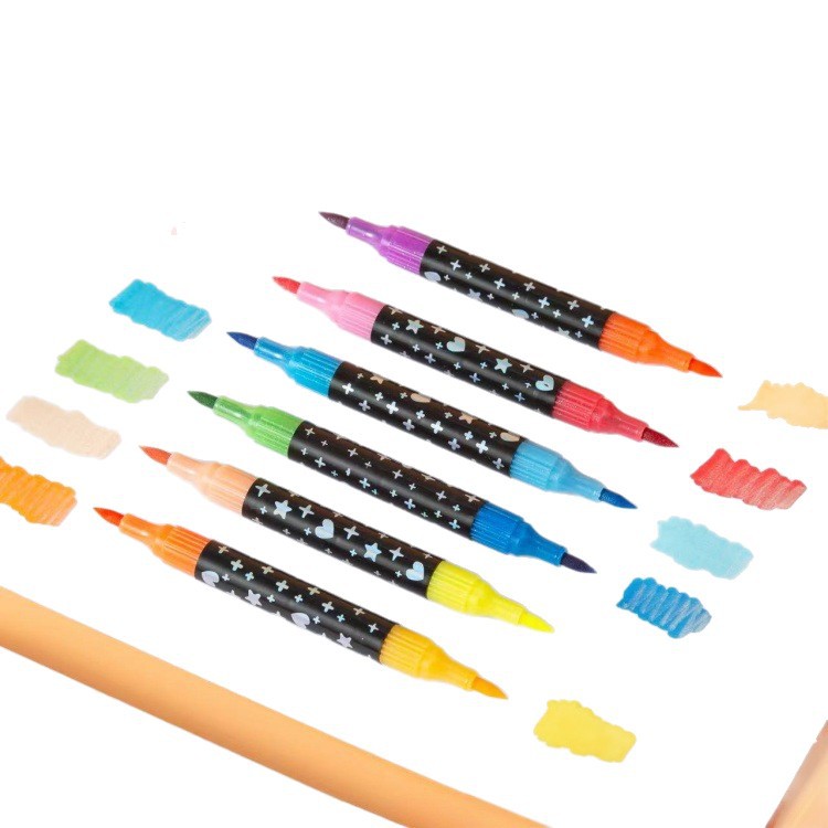 Marcador de dos colores para niños marca de dibujo multicolor multicolor marcador de flash impermeable 72 color