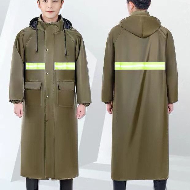 Raincoat largo a prueba de tormentas para hombres y mujeres al aire libre una sola capa de lluvia a pie gruesa larga protección ambiental y protección del trabajo