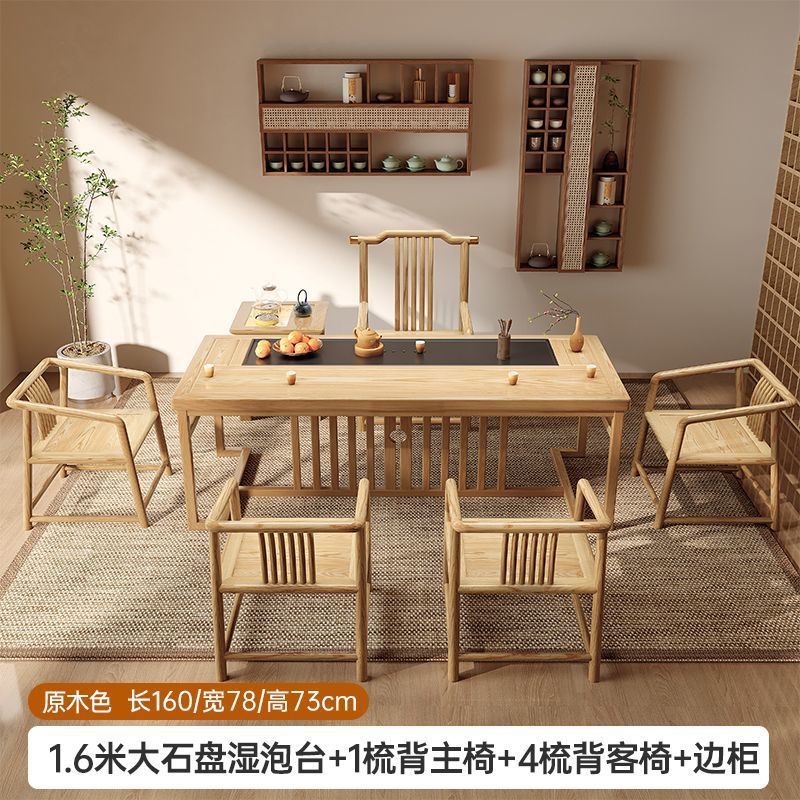 1.6m 습식 버블 테이블 + 등받이 메인 의자 1개 + 등받이 게스트 의자 4개 + 사이드 캐비닛