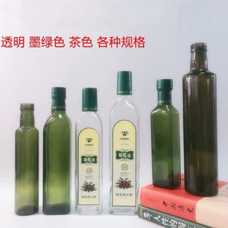 批发500ml透明橄榄油瓶亚麻籽油山茶油核桃油牡丹油瓶 玻璃空瓶
