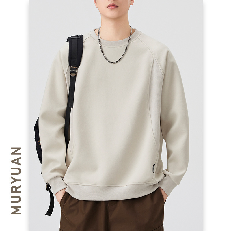 Muyuan Men's American Style Trendy Brand Deconstructed Patchwork Crew Neck Sweatshirt Men's High-End Simple Small Logo Top Jacket Muyuan Men's American Style Trendy Brand Deconstructed Patchwork Crew Neck Sweatshirt Men's High-End Simple Small Logo Top Jacket