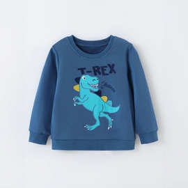 欧美风男童卫衣秋季新款儿童圆领卫衣恐龙绣花休闲童装上衣批发