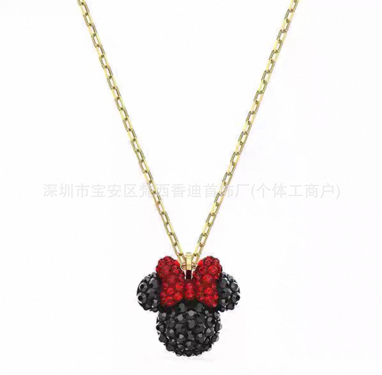 Swarovski Minnie Mouse Necklace Crystal Gold