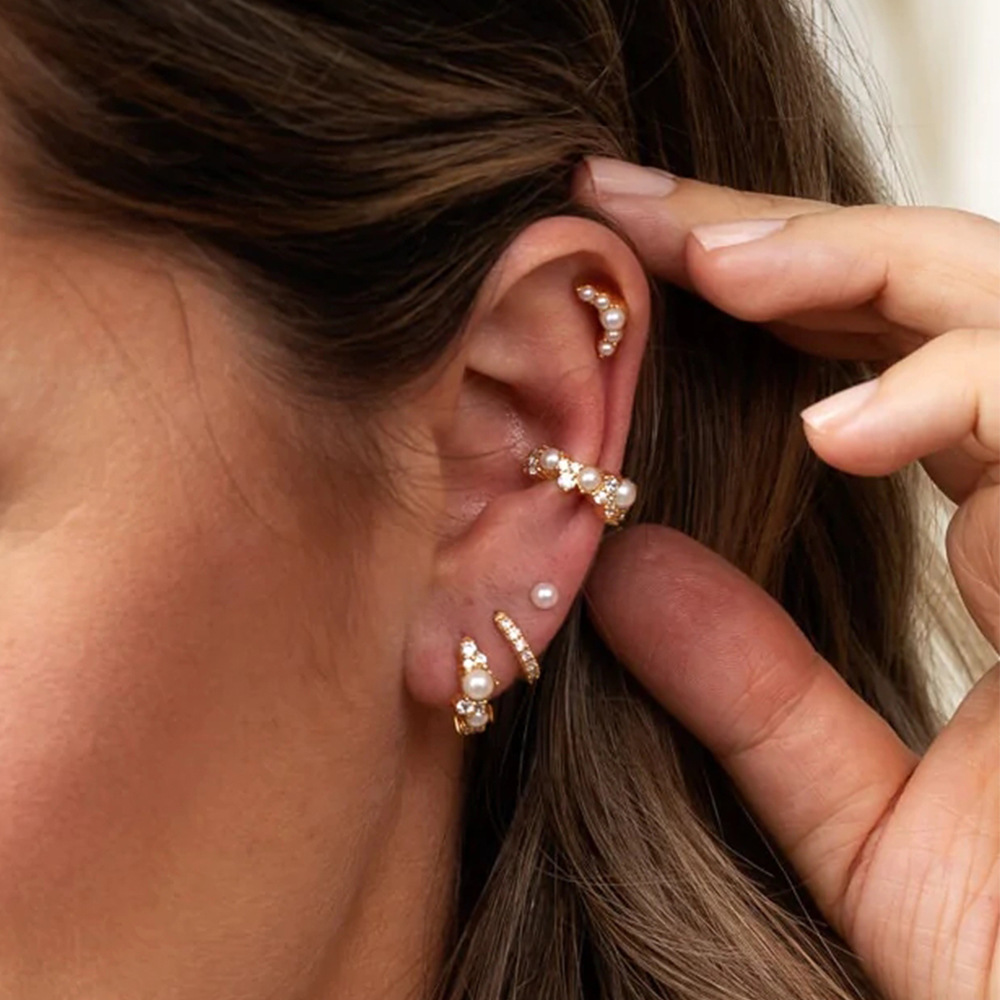 2g Weight Pearl, Zircon Inlay Material Ear Studs Classification 1 Pair Quantity Daily Occasion 925 Sterling Silver Material Geometric Pattern Women's Gender Plating, Inlay Design Simple Style Style 1 Pair 925 Sterling Silver Pearl Zircon Geometric Ear Studs 18