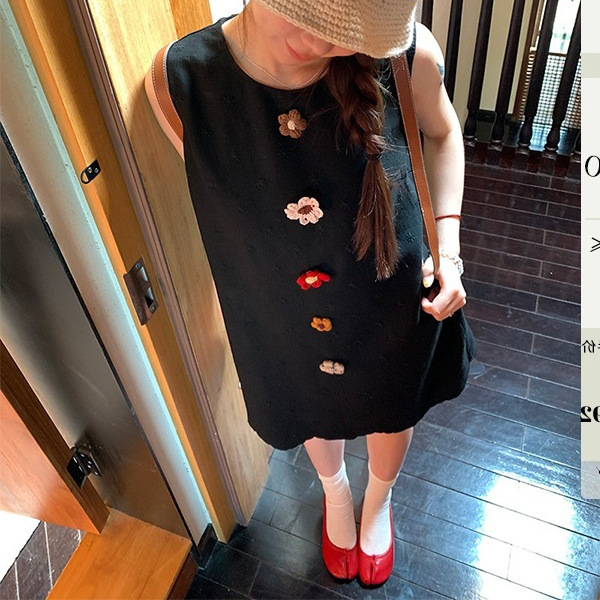 Black summer three dimensional sleevless dress sleevless with a…