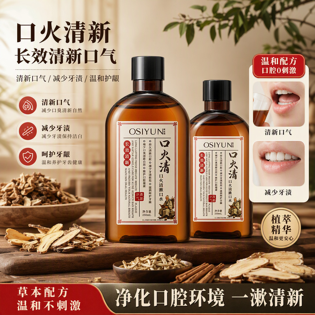 Ousiyun Oral Rinse Mouthwash Is Gentle and Non-Irritating, Freshens Breath, and Leaves a Long-Lasting Fragrance. In-Stock