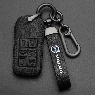Leather Car High-end — Static Rod/Key Bag - volvo-c-smart-6-key-black
