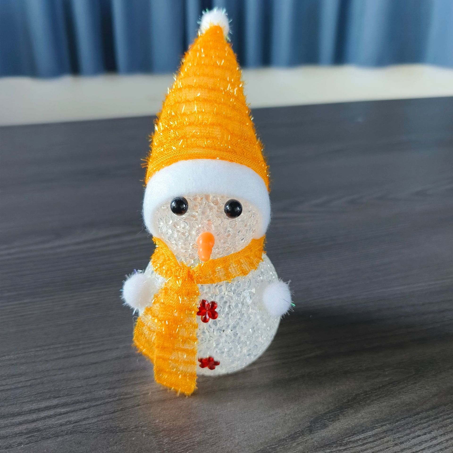 Transfronterizo luminoso muñeco de nieve decoración de Navidad   Muñeca de nieve de plástico de cristal luminoso y colorido