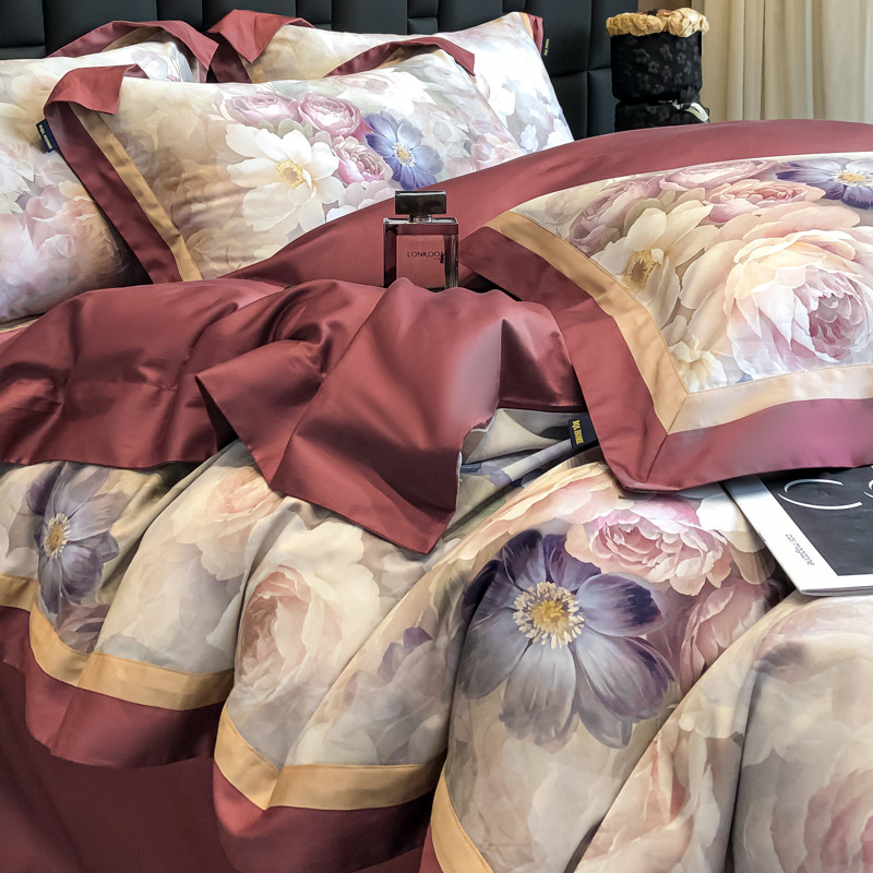 2024 nuevo traje de cuatro piezas de impresión digital de algodón 50S