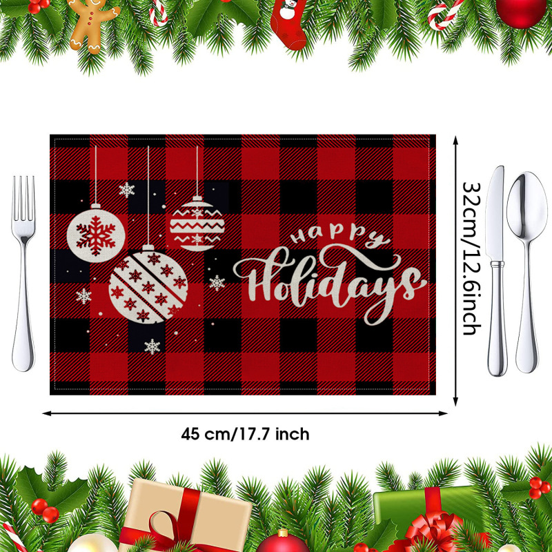 Jity Amazon 人気のクリスマスプレースマット レストラン雰囲気レイアウト テーブルマット リネンプリント断熱マット 洋食マット|undefined
