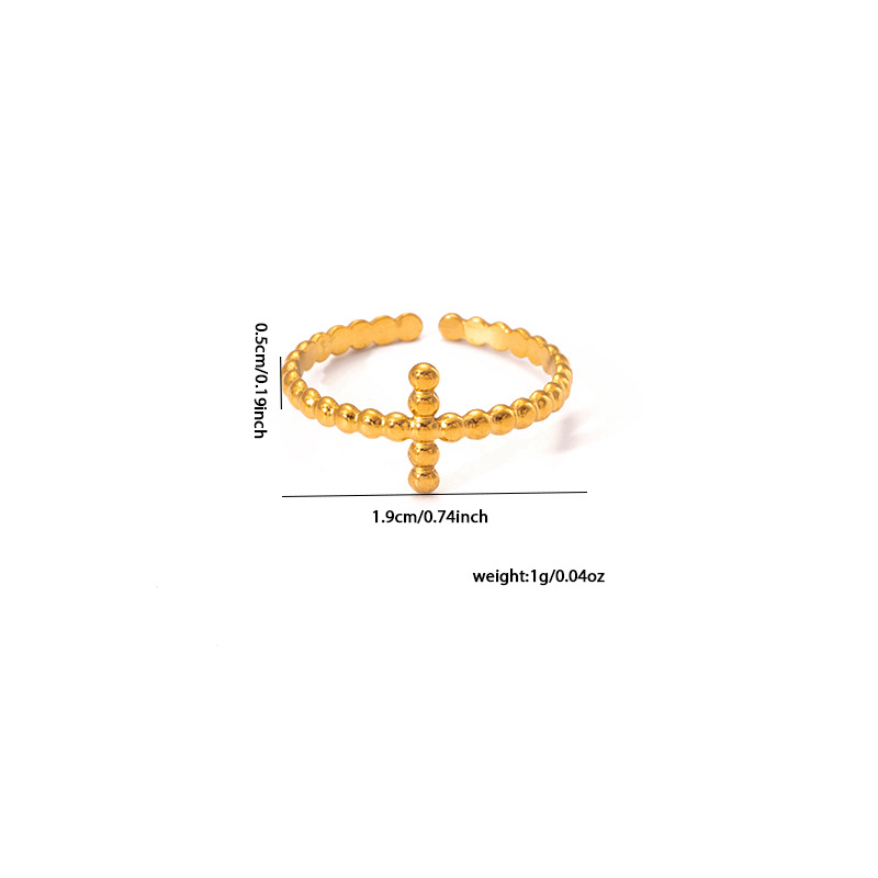 Groothandel Sieraden Elegant Kruis Liefde Hartvorm Effen Kleur Titanium Staal Open Ring display picture 3
