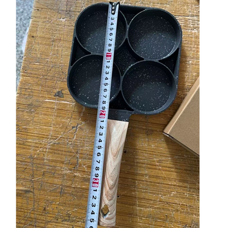 Nuevo producto Maifan Stone Olla de tortilla de cuatro orificios Olla de bola de masa de huevo antiadherente de fondo plano Desayuno Huevo Hamburguesa Sartén Filete 4 orificios