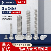 304不锈钢外六角螺栓全牙外六角螺丝六角头不锈钢螺丝M4/M5/M6/M8