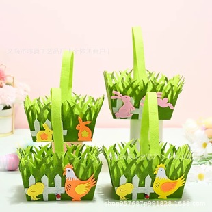 Cross-Border New Product Easter Decorations Easter Square Portable Non-Woven Basket Easter Decoration