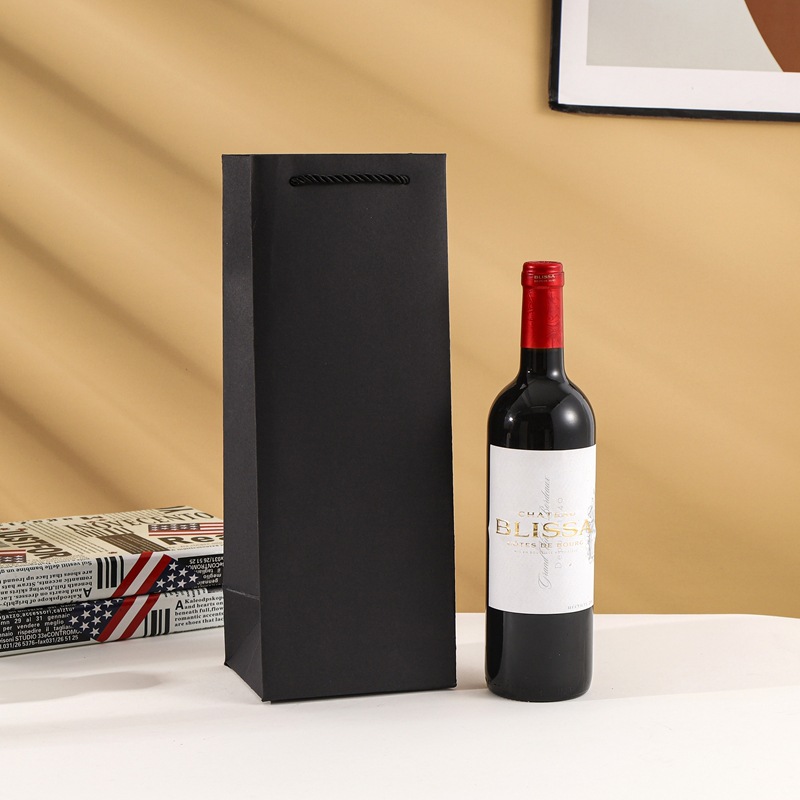 红酒礼品纸袋 高端手提双只装黑卡酒袋子酒水袋礼品手提袋现货
