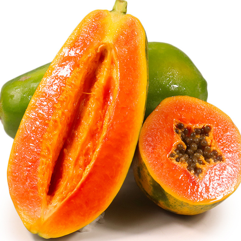 Red Heart Papaya, Fresh Seasonal Fruit, Seasonal Green Papaya, Milk, Rock Candy Heart, Freshly Picked, Freshly Harvested, Straight Hair from the Orchard