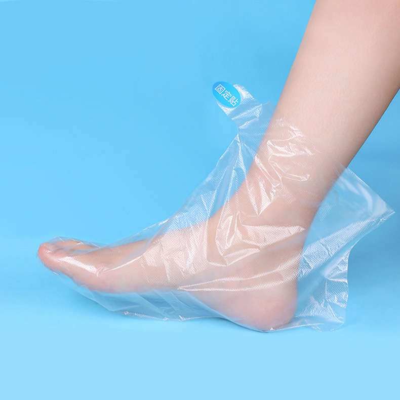 Máscara de pie desechable máscara de pie transparente de plástico anti-craqueo congelación cuidado a prueba de agua hidratante peeling máscara de mano zapatos de prueba de baño de pies