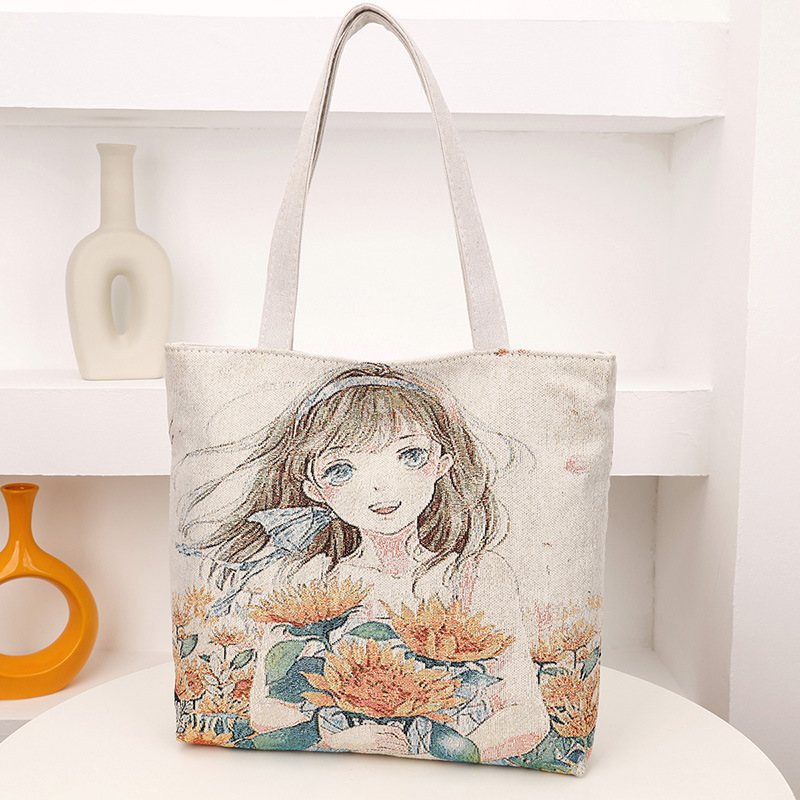 クロスボーダーエスニックキャンバスバッグ多用途ショルダーハンドバッグ旅行ショッピング大容量ゴールド刺繍糸トートバッグ|undefined