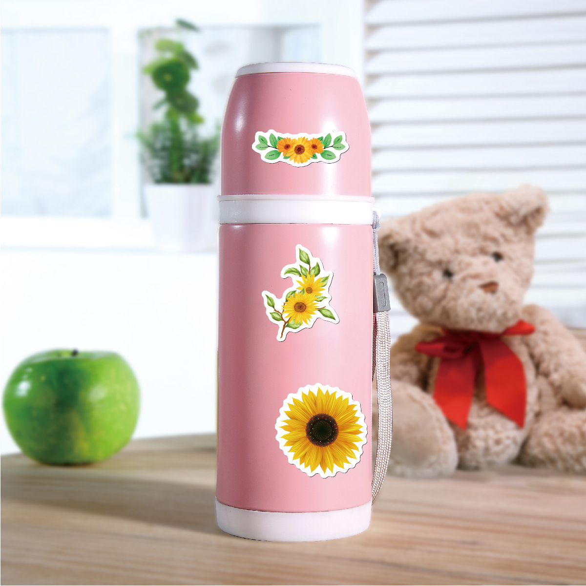 Sunflower Pattern Cute Style Cute Sunflower Stickers 50 Sheets Notebook Water Cup Artistic Stickers