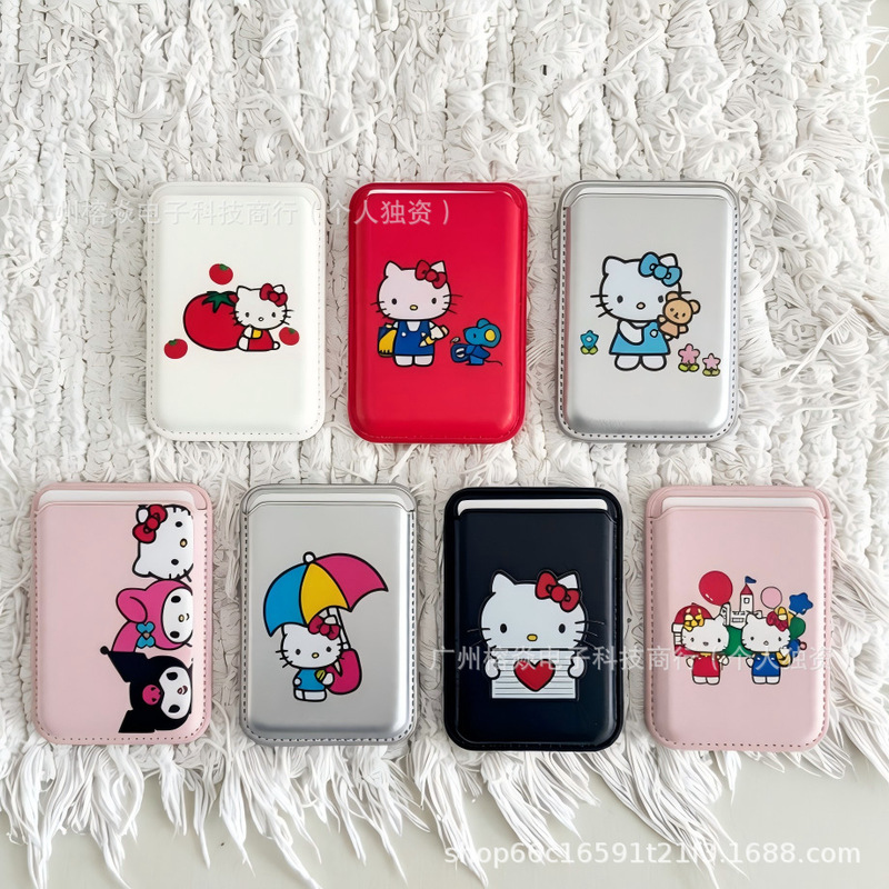 Kitty Hello Kitty Magsafe Mobile Phone Case Magnetic Card Holder Suitable for Apple Ip18Pro/Samsung Pu Card Holder Kitty Hello Kitty Magsafe Mobile Phone Case Magnetic Card Holder Suitable for Apple Ip18Pro/Samsung Pu Card Holder
