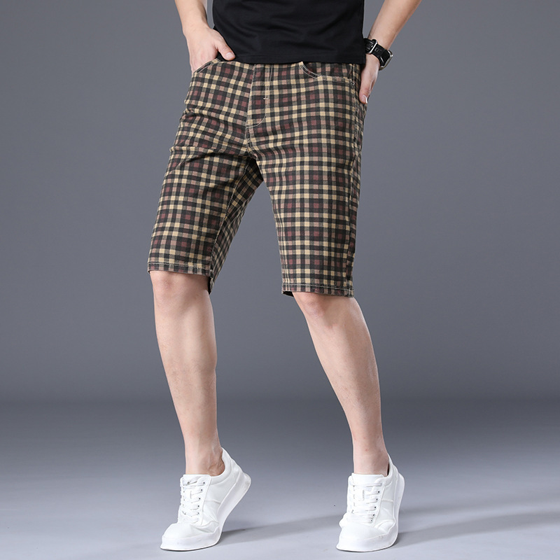 Men's Shorts Plaid Summer Thin Cotton Plaid Casual Sports Korean Style Loose Half Pants Beach Pants Men's Pants