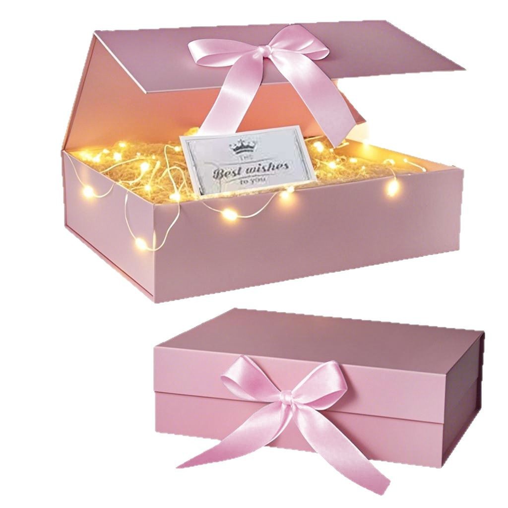 Caja de regalo plegable de la tapa del cielo y la tierra de venta caliente de Amazon Caja de embalaje de regalo del día de San Valentín Caja de regalo de tarjeta de felicitación de Lafite al por mayor