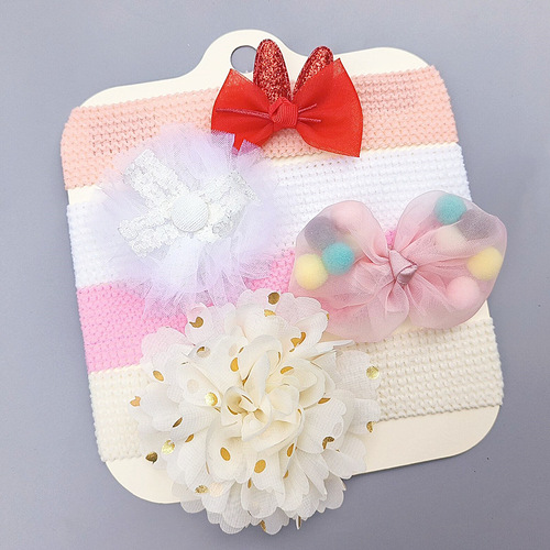 Amazon cross-border children's hair accessories set European and American baby bow flower wide hairband super elastic soft baby headband