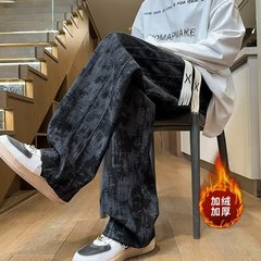 春秋季灯芯绒阔腿休闲裤男宽松潮流百搭长裤港风垂坠感休闲裤男