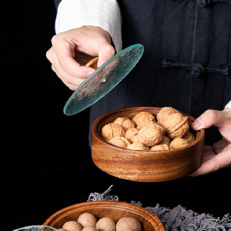 Fábrica directa japonesa Begonia flor vidrio nogal plato de fruta hogar creativo plato de fruta snack plato de tuerca al por mayor