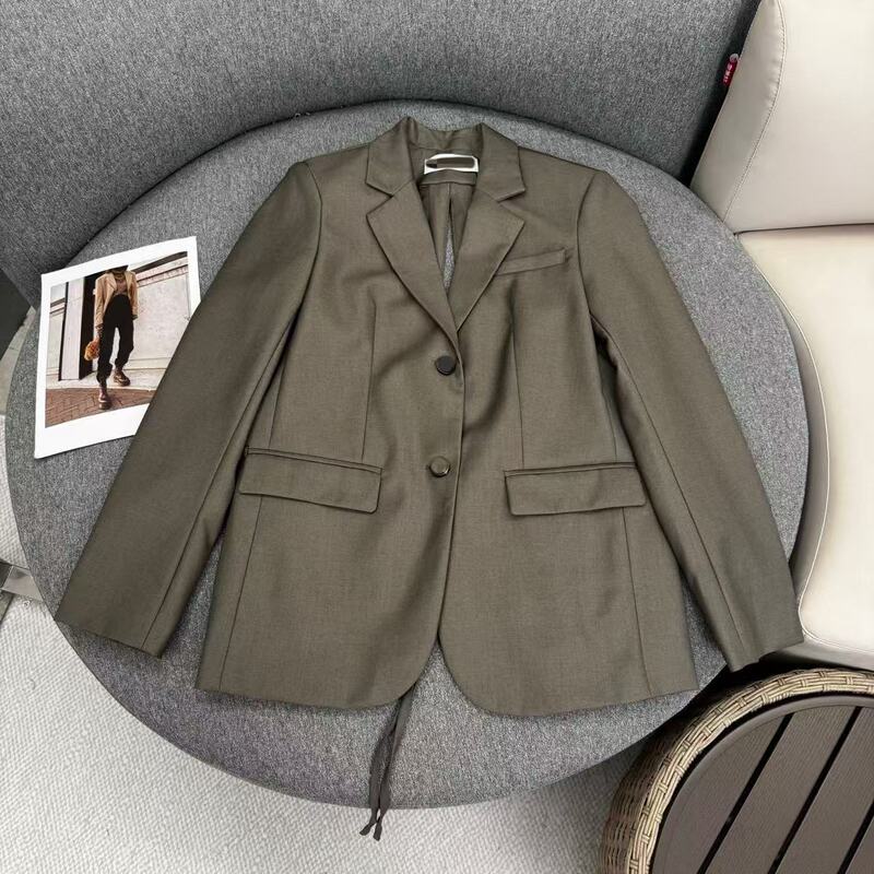 Shenzhen Nanyou 25 Early Autumn Fashionable and Handsome Back Lace-Up Slit Lapel Silhouette Slim Wool Suit Jacket