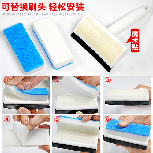 Window Cleaning Brush Bathroom Shower Glass Scraper Water Wiper Household Replaceable Scrub Two-in-One Glass Cleaning Brush